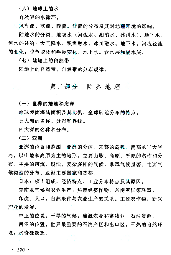 海南成人高考高起点历史地理考试大纲